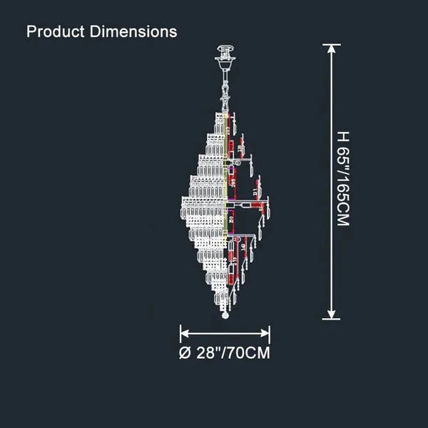 Tiered Crystal Chandelier - Ø28"×H65"Chromecasivra