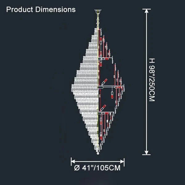 Tiered Crystal Chandelier - Ø28"×H65"Chromecasivra