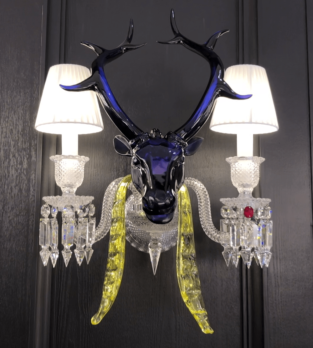 Traditional Colorful Candle Branch Blue Deer Crystal Chandelier for Living Room/Dining Room - Wall Light (2 Lights): D19.7"*H24.8"Warm Lightcasivra