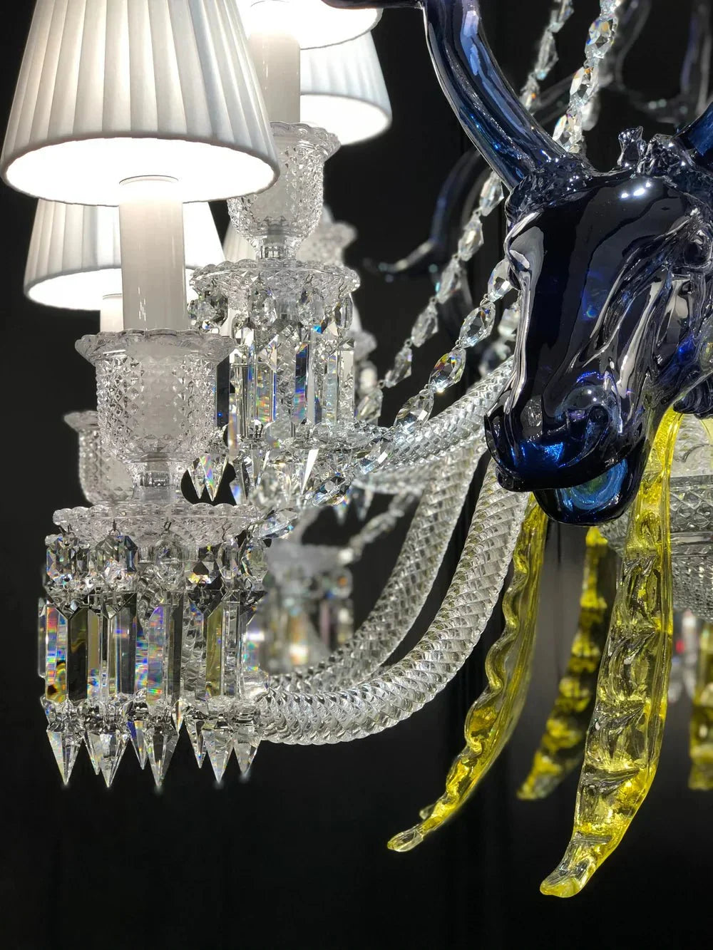 Traditional Colorful Candle Branch Blue Deer Crystal Chandelier for Living Room/Dining Room - Wall Light (2 Lights): D19.7"*H24.8"Warm Lightcasivra