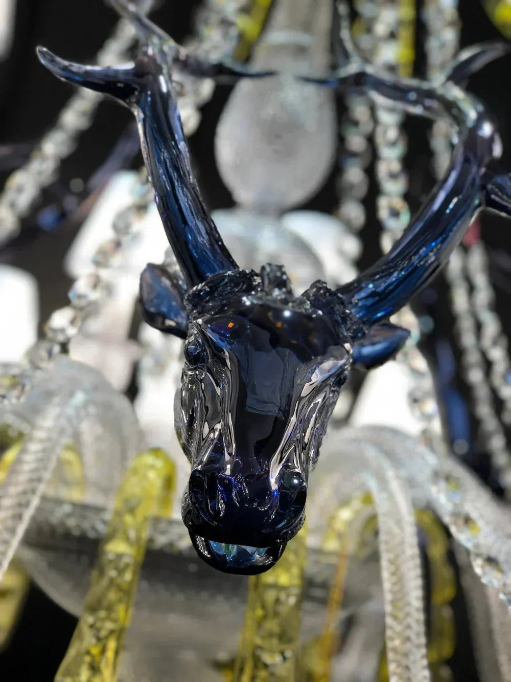 Traditional Colorful Candle Branch Blue Deer Crystal Chandelier for Living Room/Dining Room - Wall Light (2 Lights): D19.7"*H24.8"Warm Lightcasivra