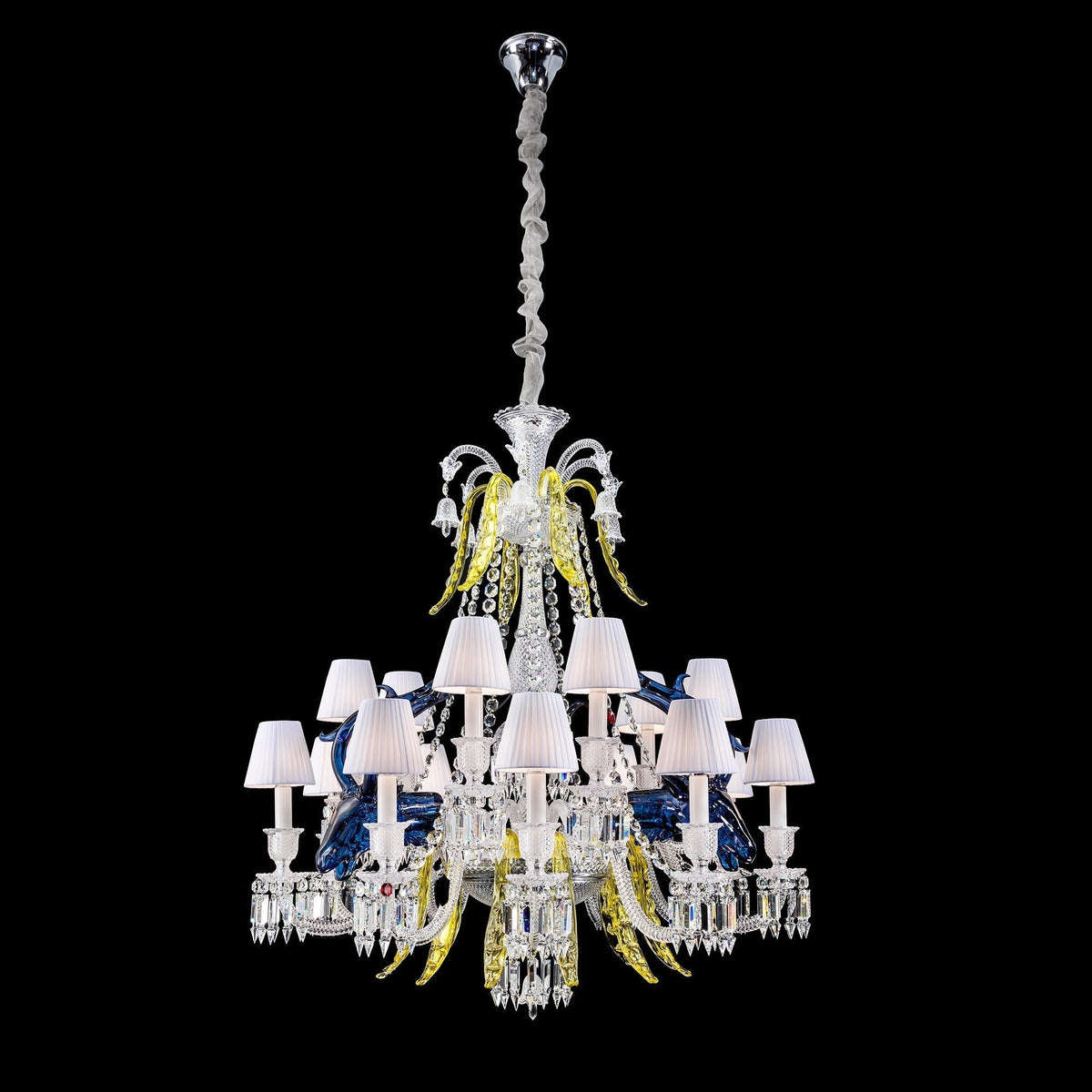 Traditional Colorful Candle Branch Blue Deer Crystal Chandelier for Living Room/Dining Room - 15 Lights: D41.3"*H47.2"Warm Lightcasivra