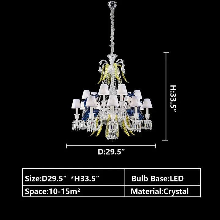 Traditional Colorful Candle Branch Blue Deer Crystal Chandelier for Living Room/Dining Room - 15 Lights: D41.3"*H47.2"Warm Lightcasivra