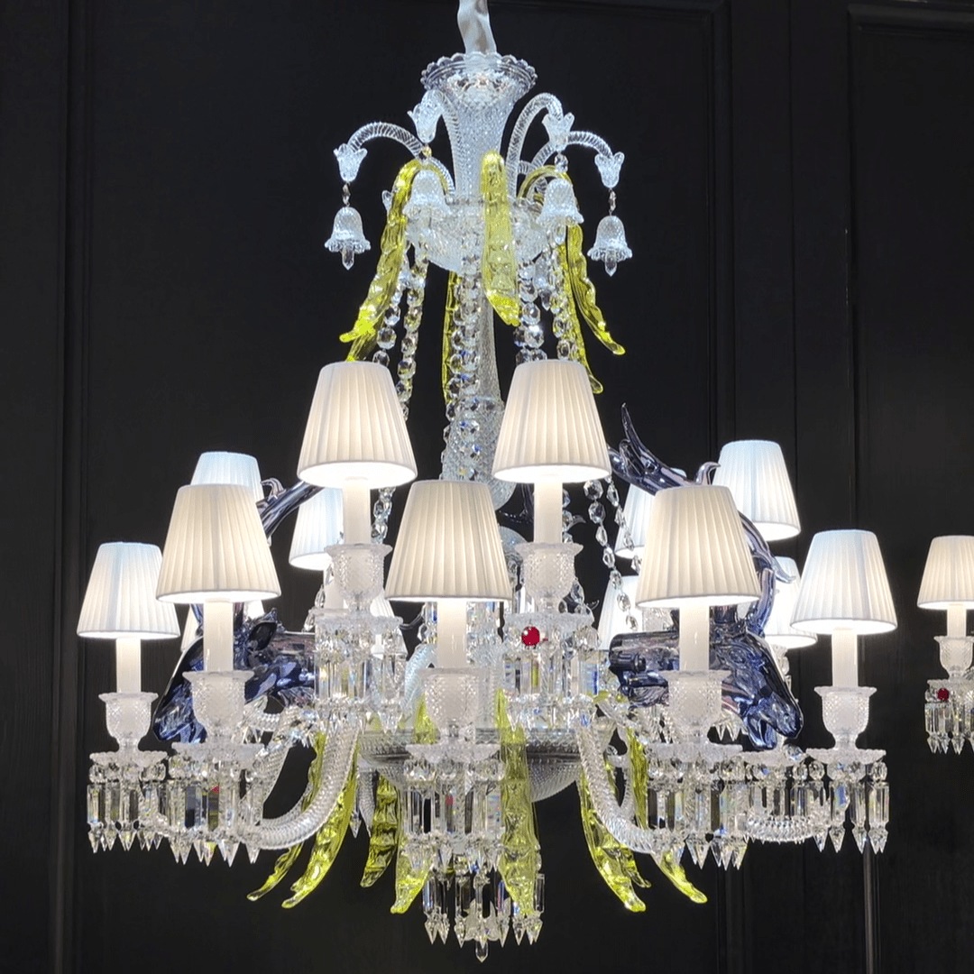 Traditional Colorful Candle Branch Blue Deer Crystal Chandelier for Living Room/Dining Room - 6 Lights: D29.5"*H33.5"Warm Lightcasivra