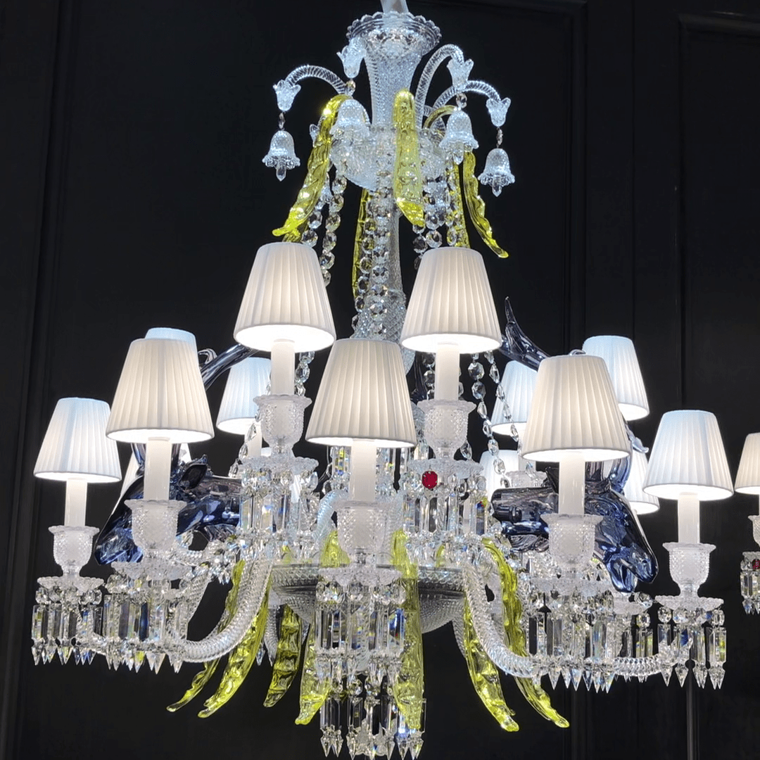 Traditional Colorful Candle Branch Blue Deer Crystal Chandelier for Living Room/Dining Room - 6 Lights: D29.5"*H33.5"Warm Lightcasivra