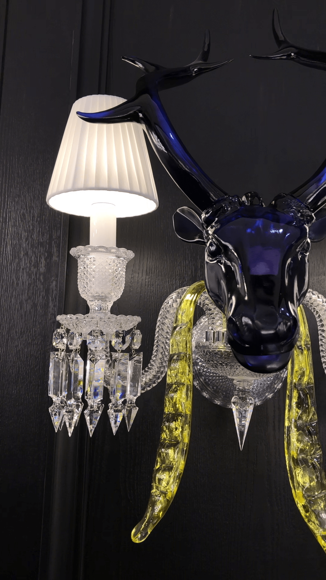 Traditional Colorful Candle Branch Blue Deer Crystal Chandelier for Living Room/Dining Room - Wall Light (2 Lights): D19.7"*H24.8"Warm Lightcasivra