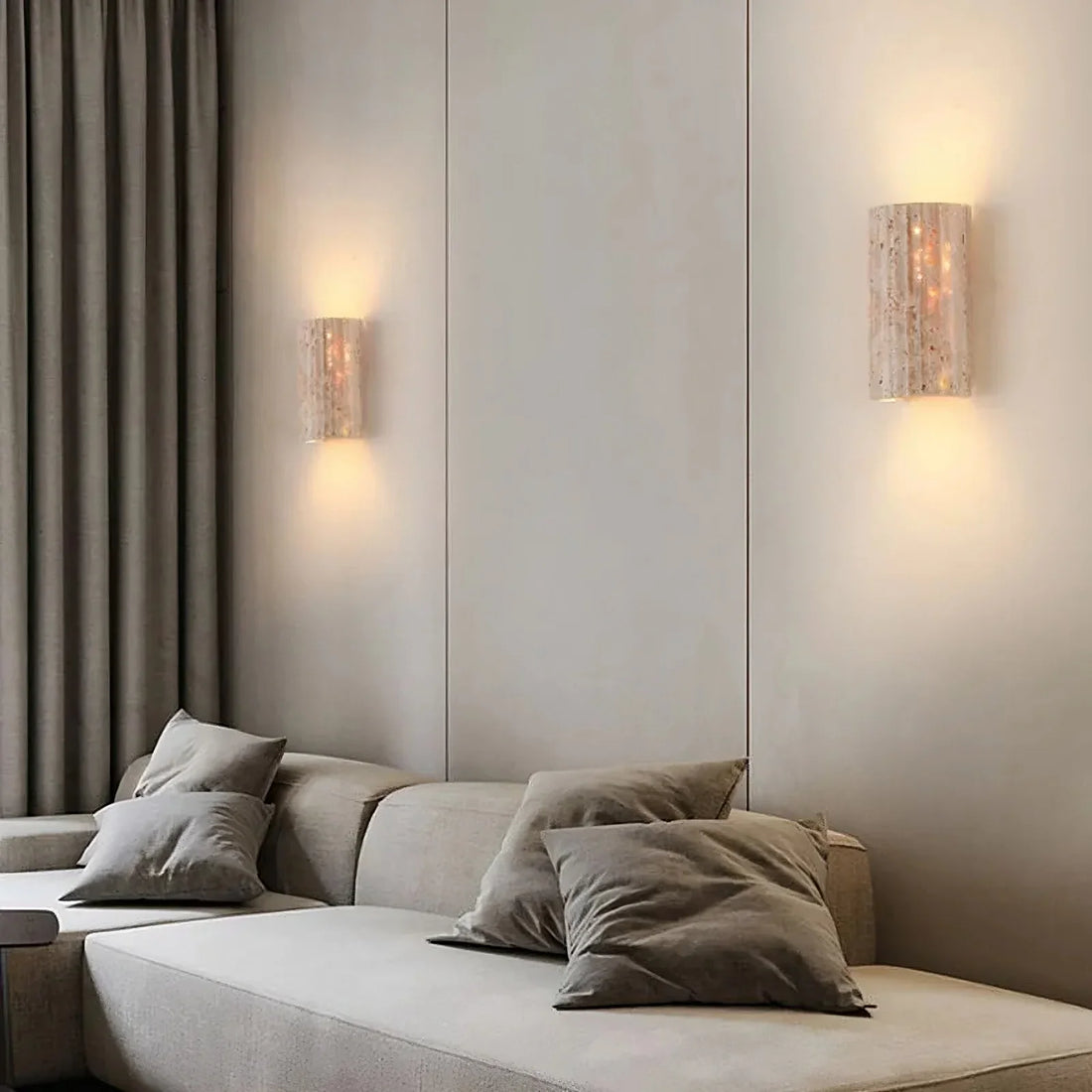 Naples travertine wall sconce full view