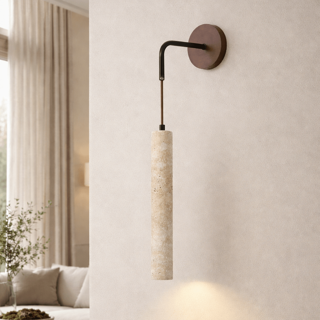Terra travertine wall sconce full view