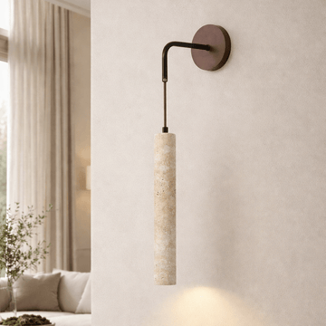 Terra travertine wall sconce full view