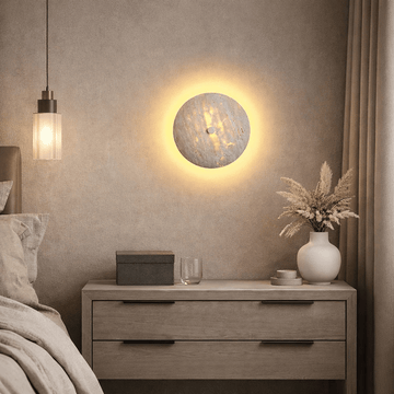 Brighton travertine wall sconce full view