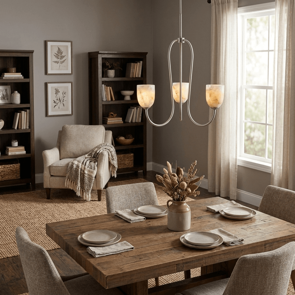Trillium Alabaster Chandelier - Φ 15.7″ × H 8.7″Blackcasivra