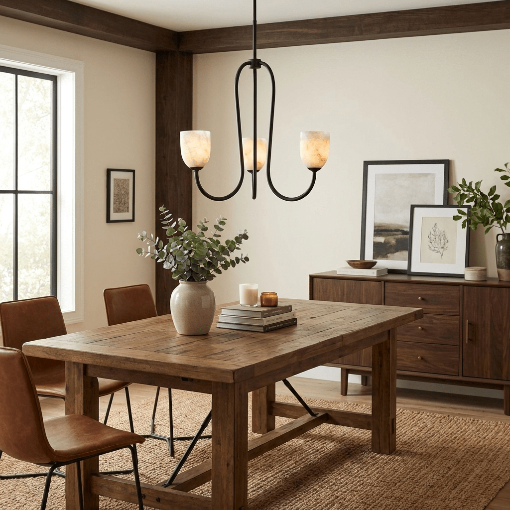 Trillium Alabaster Chandelier - Φ 15.7″ × H 8.7″Blackcasivra