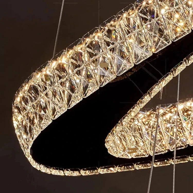 Twisted Ring Led Light Chandelier for High Ceiling - GoldWarm Light 3000Kcasivra