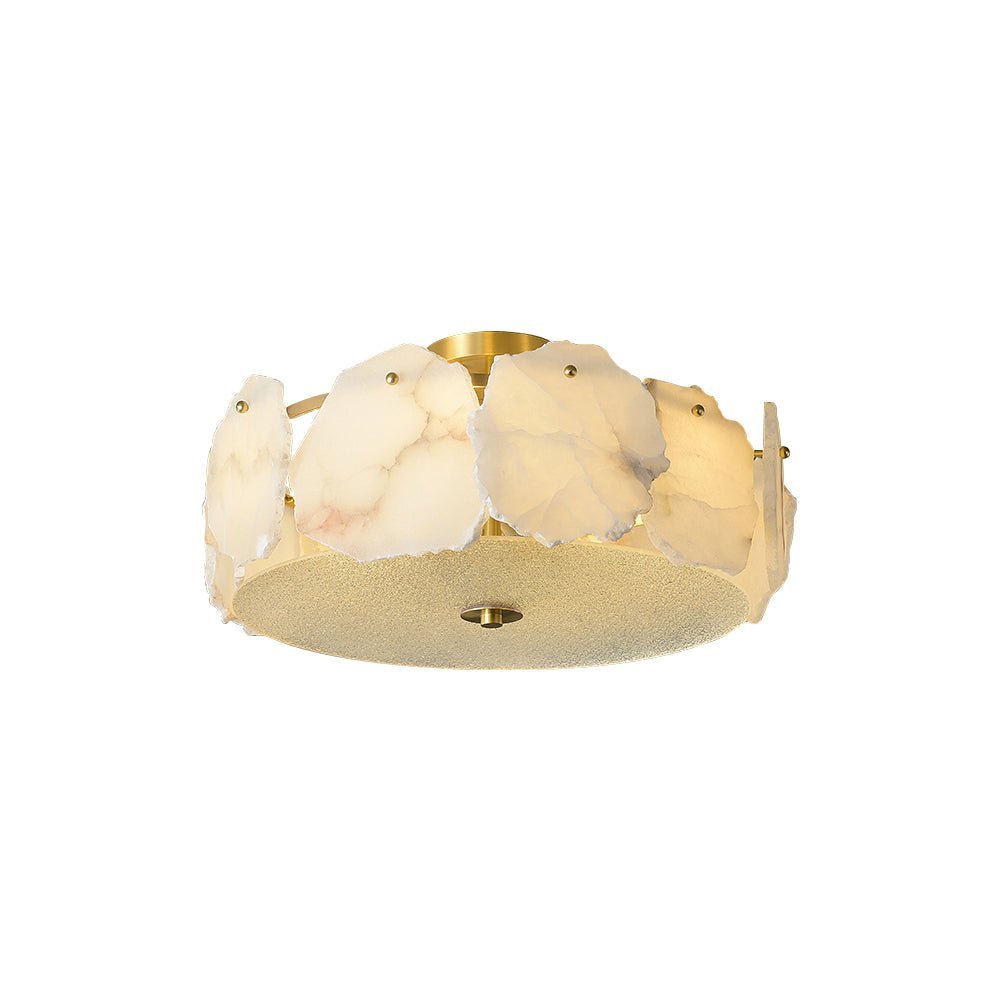 Valeria Alabaster Ceiling Lamp - ∅ 17.7″ x H 7.9″Copper & Whitecasivra