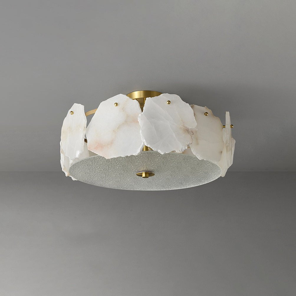Valeria Alabaster Ceiling Lamp - ∅ 17.7″ x H 7.9″Copper & Whitecasivra