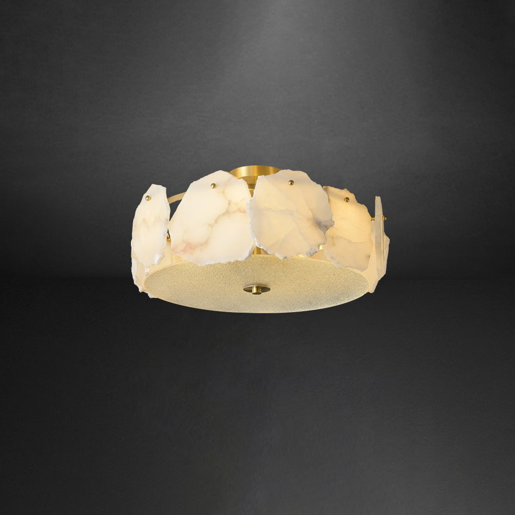 Valeria Alabaster Ceiling Lamp - ∅ 17.7″ x H 7.9″Copper & Whitecasivra
