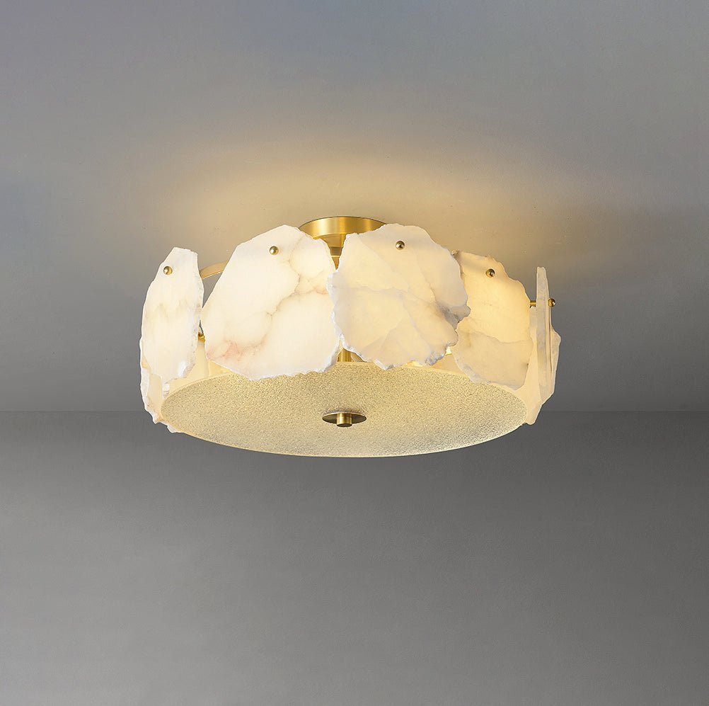 Valeria Alabaster Ceiling Lamp - ∅ 17.7″ x H 7.9″Copper & Whitecasivra