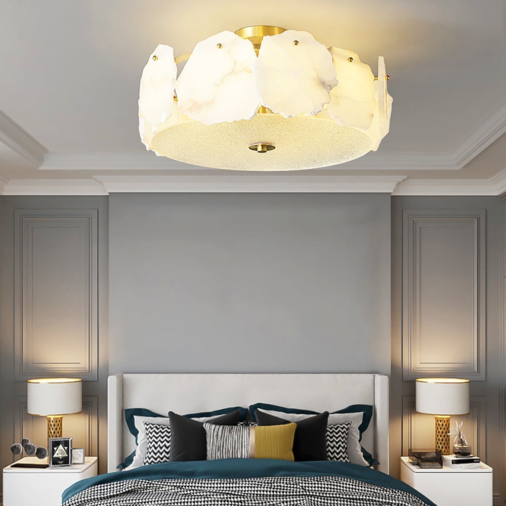 Valeria Alabaster Ceiling Lamp - ∅ 17.7″ x H 7.9″Copper & Whitecasivra