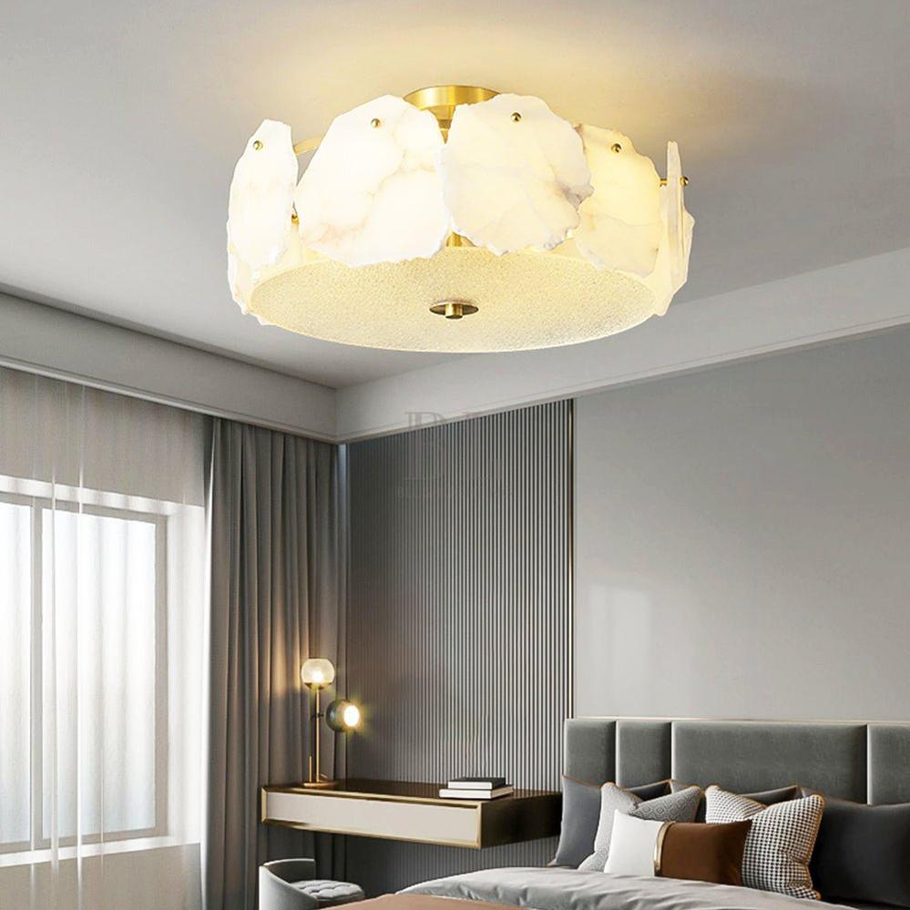 Valeria Alabaster Ceiling Lamp - ∅ 17.7″ x H 7.9″Copper & Whitecasivra