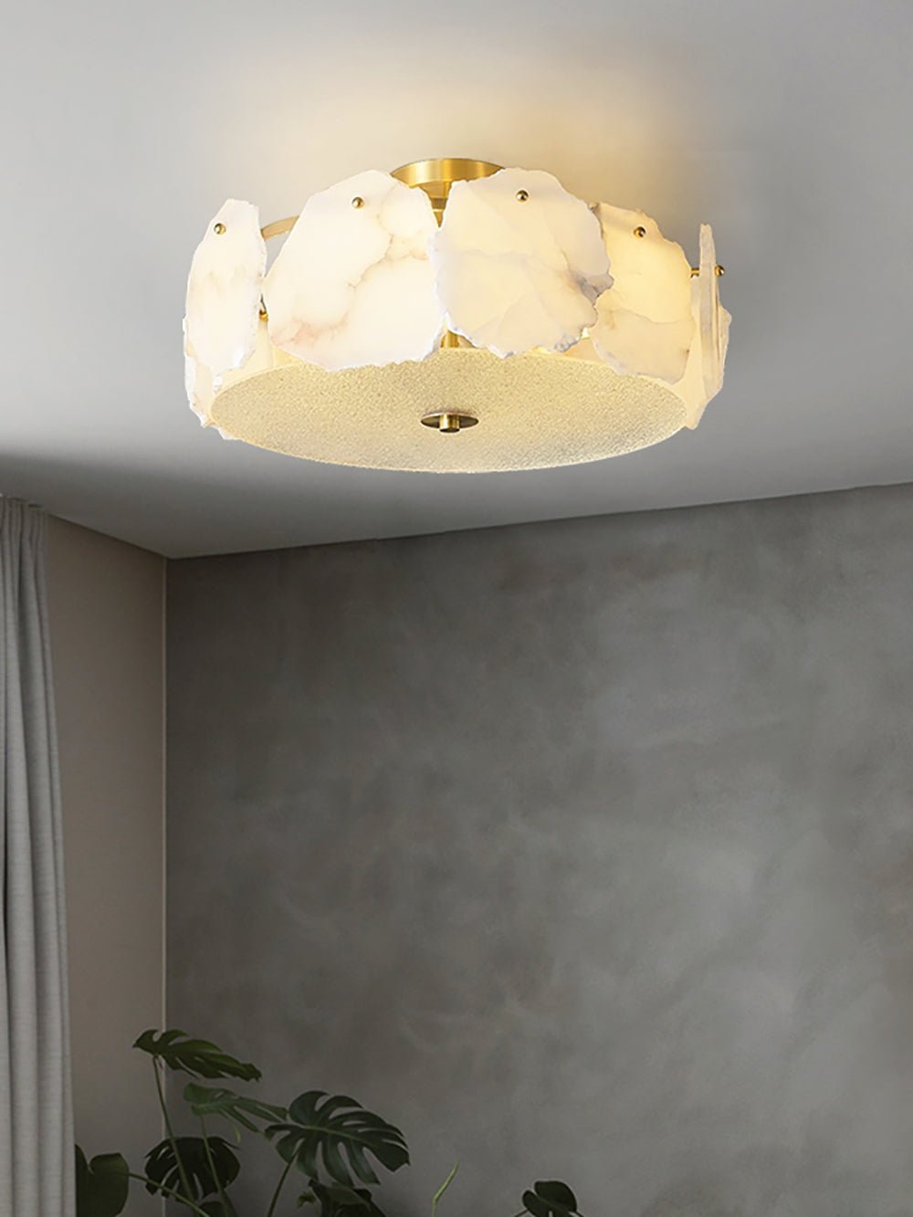 Valeria Alabaster Ceiling Lamp - ∅ 17.7″ x H 7.9″Copper & Whitecasivra