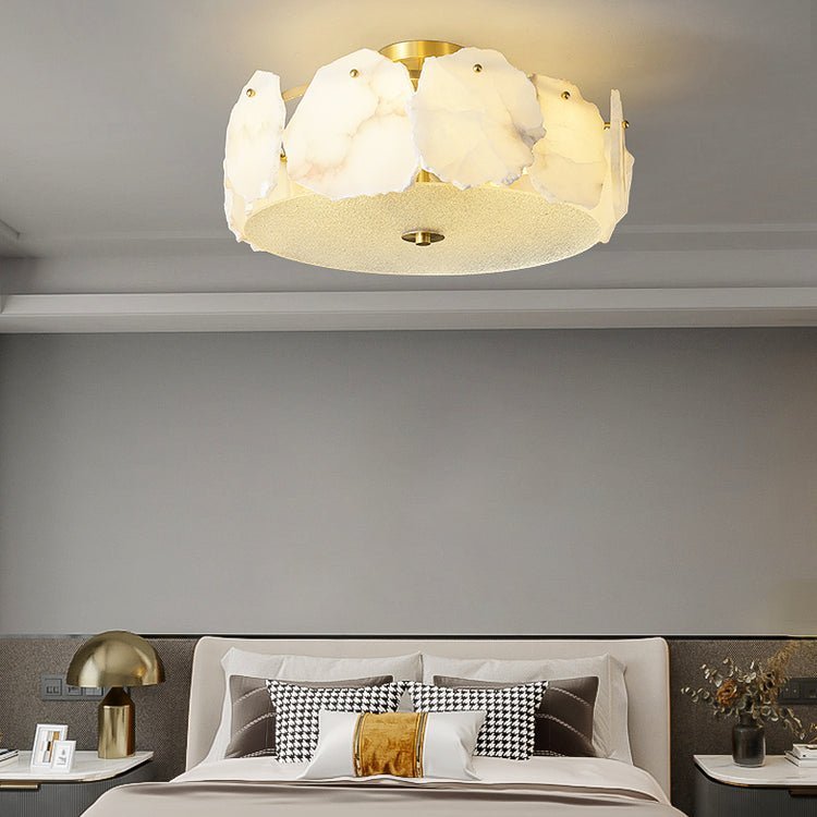 Valeria Alabaster Ceiling Lamp - ∅ 17.7″ x H 7.9″Copper & Whitecasivra