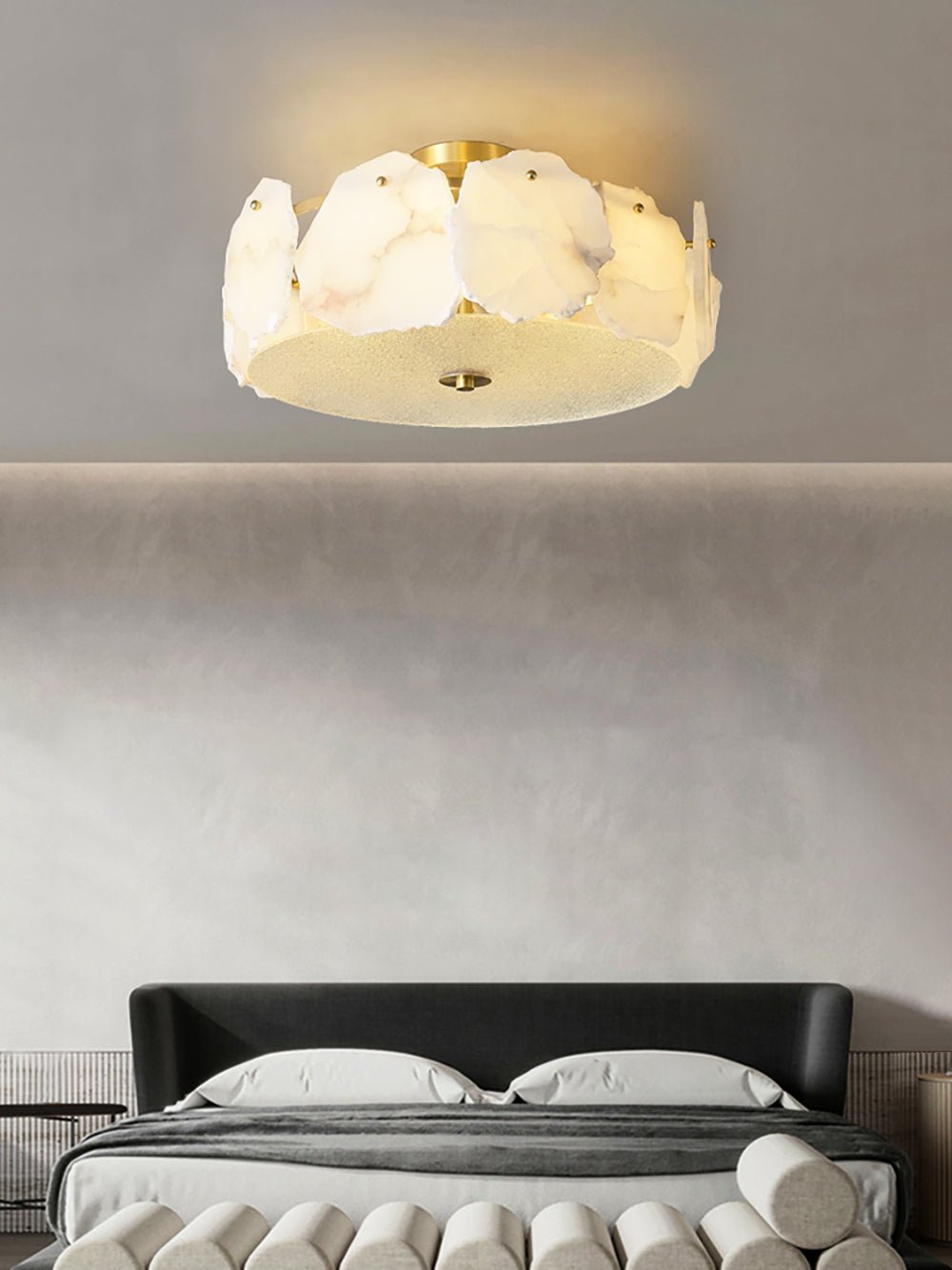 Valeria Alabaster Ceiling Lamp - ∅ 17.7″ x H 7.9″Copper & Whitecasivra