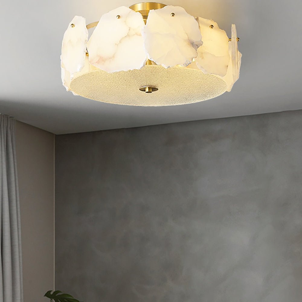 Valeria Alabaster Ceiling Lamp - ∅ 17.7″ x H 7.9″Copper & Whitecasivra