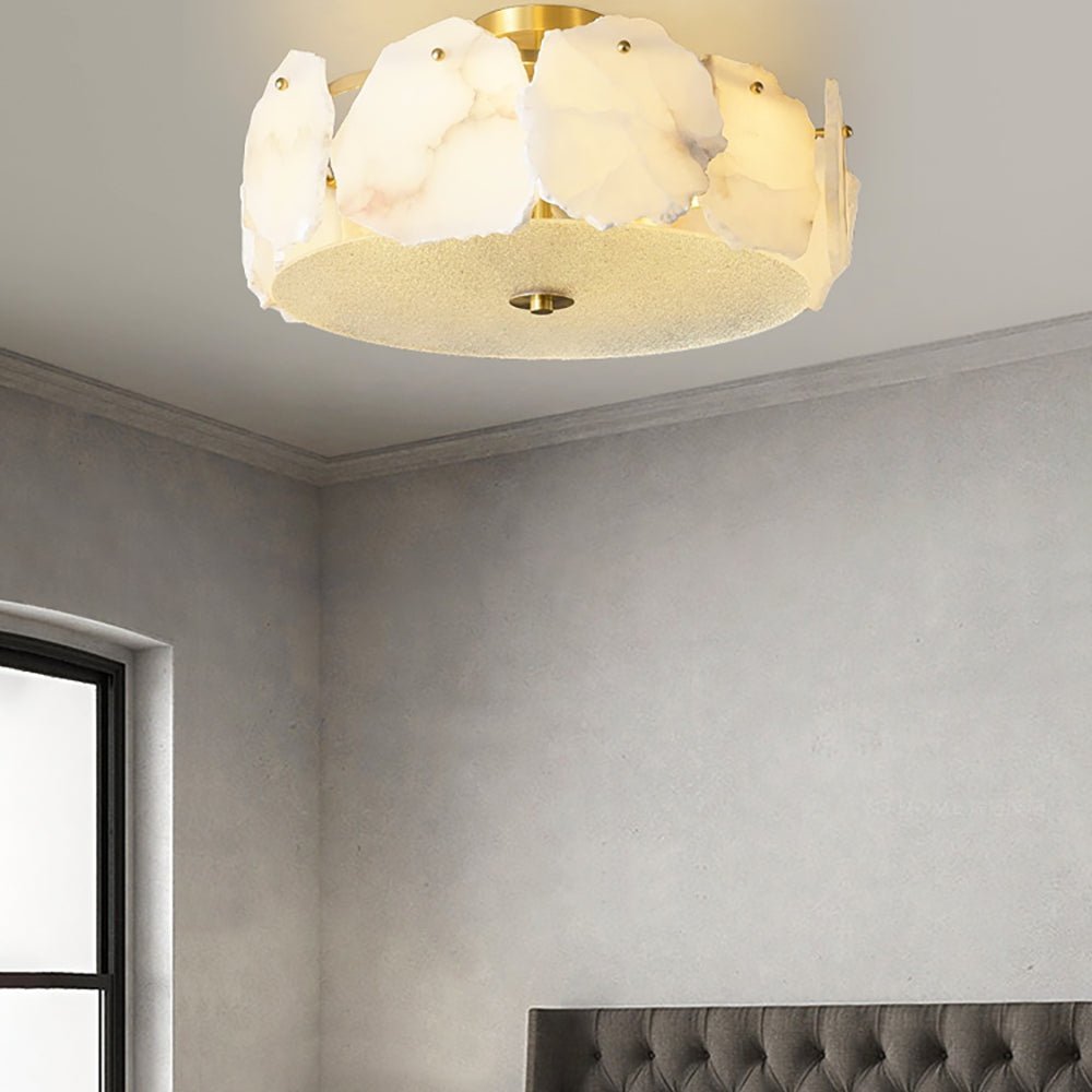 Valeria Alabaster Ceiling Lamp - ∅ 17.7″ x H 7.9″Copper & Whitecasivra