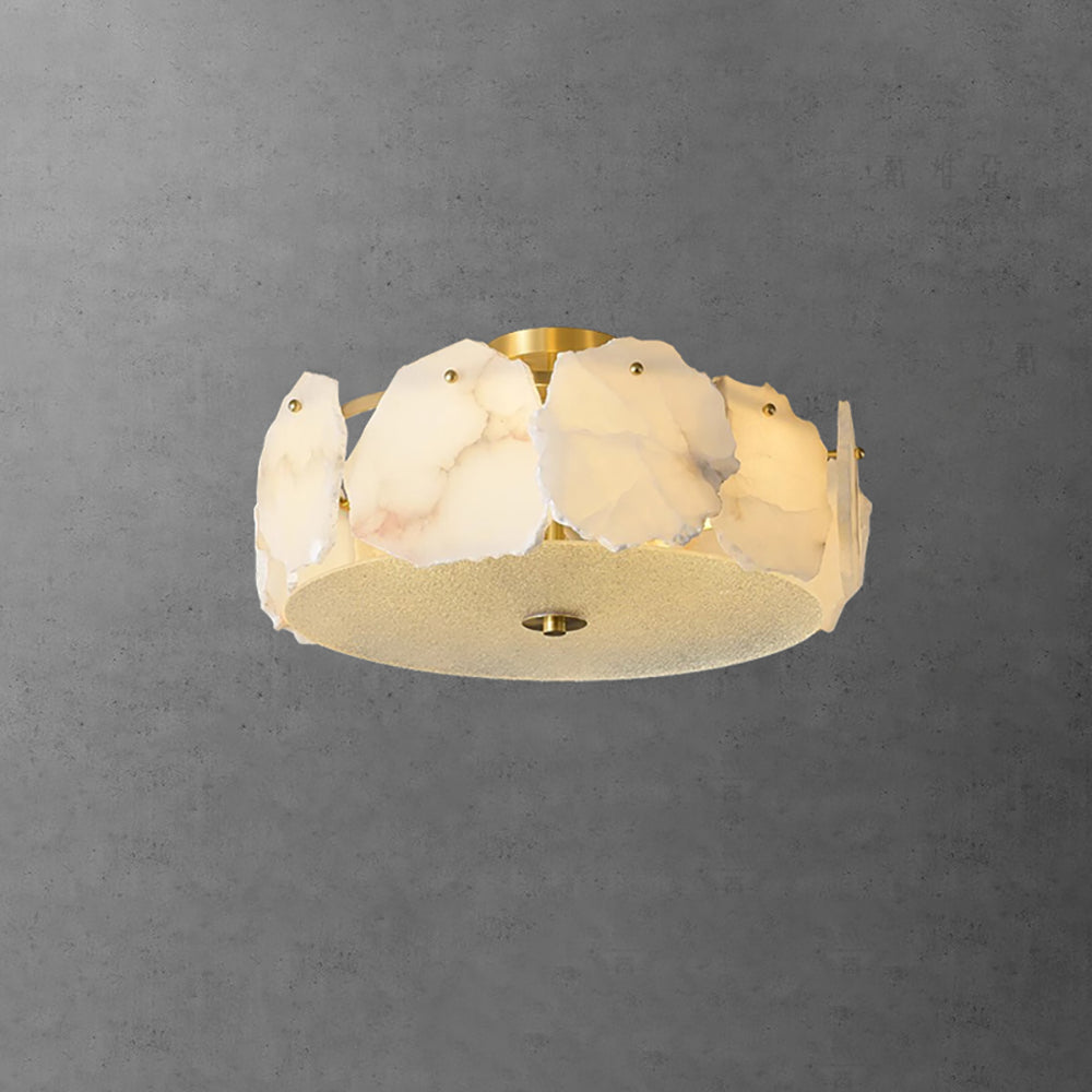 Valeria Alabaster Ceiling Lamp - ∅ 17.7″ x H 7.9″Copper & Whitecasivra