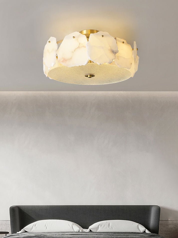 Valeria Alabaster Ceiling Lamp - ∅ 17.7″ x H 7.9″Copper & Whitecasivra