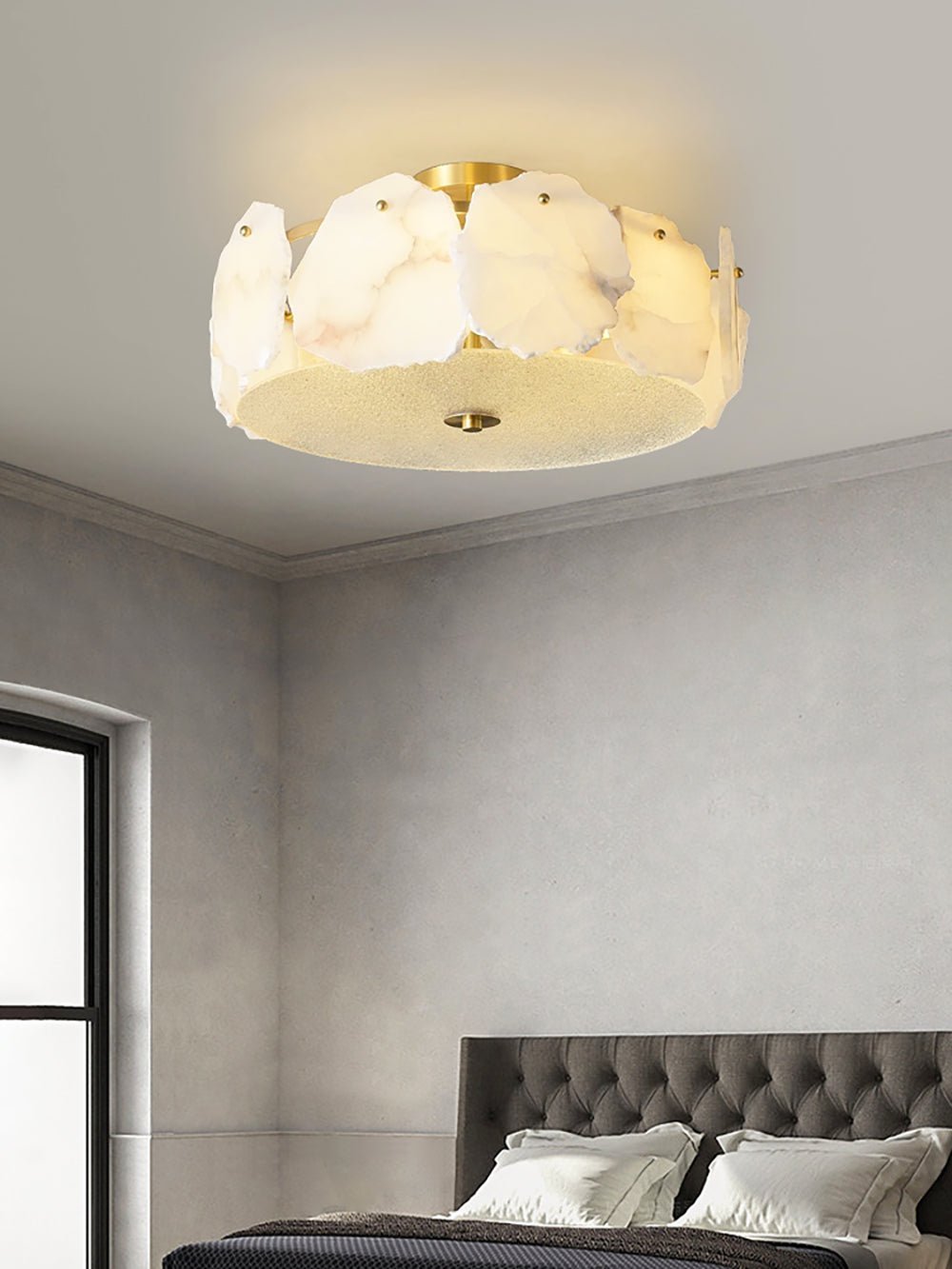 Valeria Alabaster Ceiling Lamp - ∅ 17.7″ x H 7.9″Copper & Whitecasivra