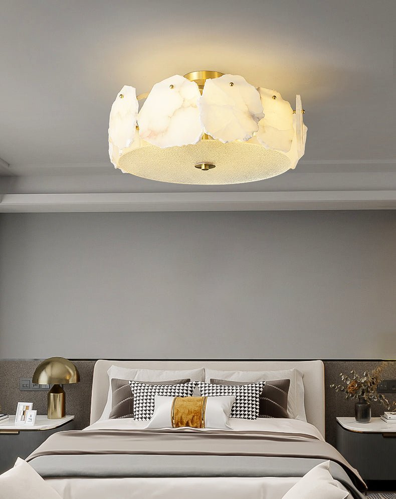 Valeria Alabaster Ceiling Lamp - ∅ 17.7″ x H 7.9″Copper & Whitecasivra