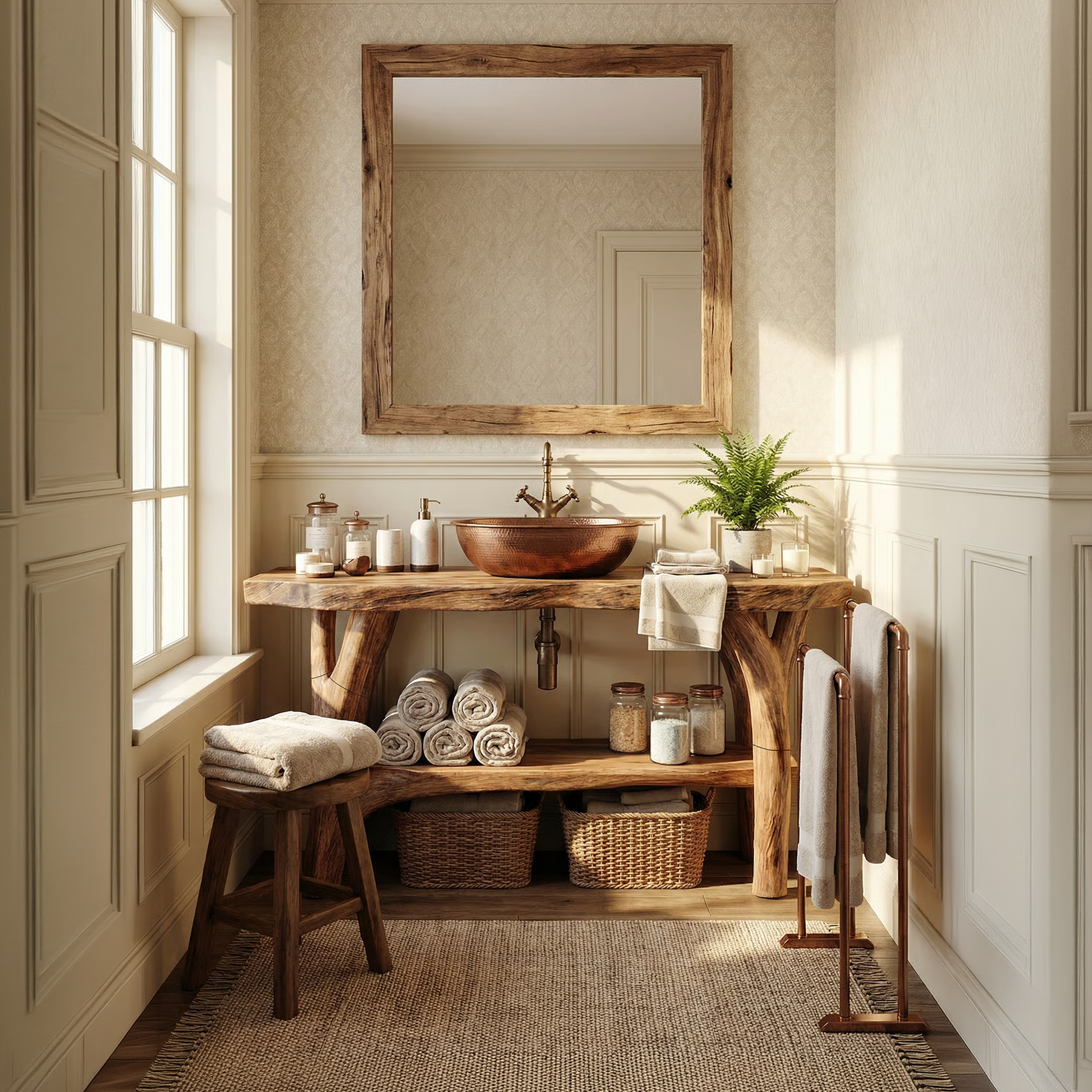 Farmhouse Live Edge Bathroom Vanity Natural Wood For Bathroom Decor