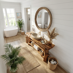 Mid Century Solid Wood Bathroom Vanity Sculptural Live Edge For Bath