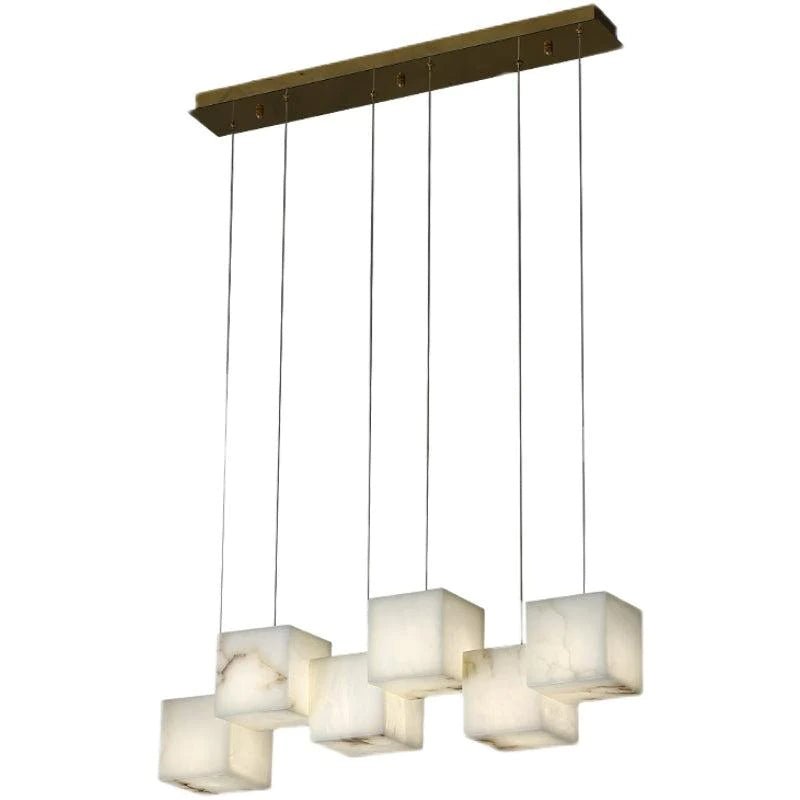 Vasilia Alabaster Cubic Pendant For Dining Table, Kitchen Island Pendant - 6 LIGHTS - 28.3" Lcasivra