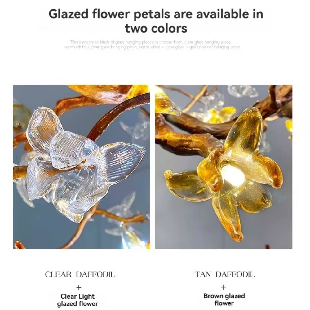 Verdant Branch Copper Vine Glass Flower Stairwell Chandelier - CopperH59.0"(150cm)Warm Light 3000kcasivra