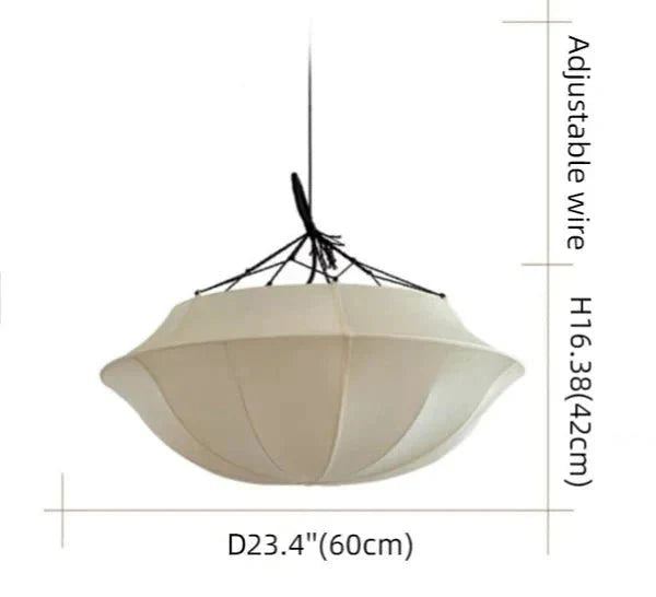 Vintage French Style Cream White Silk Umbrella Chandelier - D19.5''*H13.65''Black EdgeWarm Lightcasivra