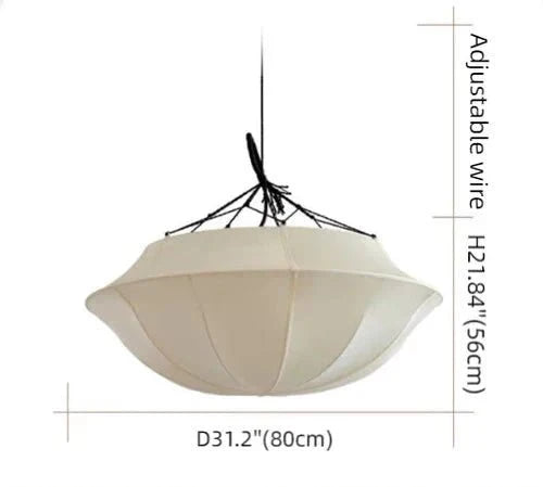 Vintage French Style Cream White Silk Umbrella Chandelier - D19.5''*H13.65''Black EdgeWarm Lightcasivra