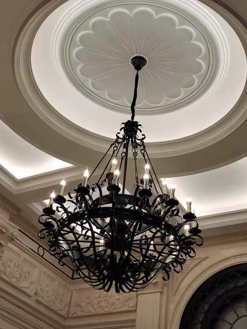 Vintage Iron Simple Candle Art Chandelier for Living Room / Villa / Stairs - 9 Lights: D33.5"*H37.8"Warm LightBlackcasivra