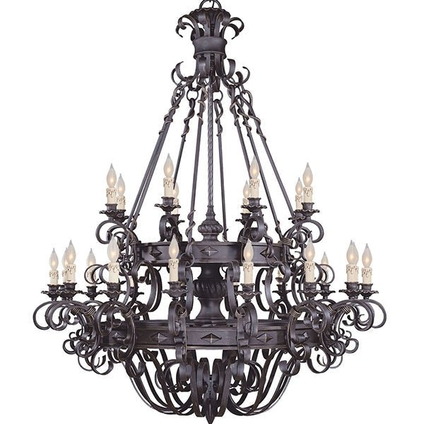 Vintage Iron Simple Candle Art Chandelier for Living Room / Villa / Stairs - 9 Lights: D33.5"*H37.8"Warm LightBlackcasivra