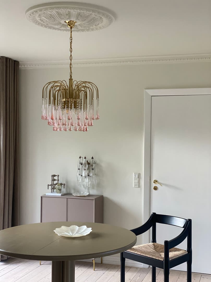 Vintage – Murano Teardrops Chandelier – 70s – Pink prisms-Chandelier-casivra-casivra