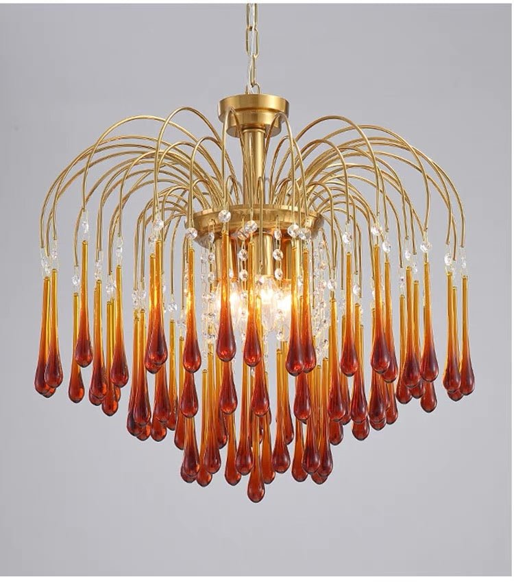 Vintage – Murano Teardrops Chandelier – 70s – Pink prisms-Chandelier-casivra-75cm''D-casivra