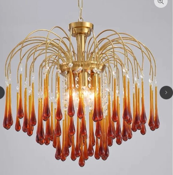 Vintage – Murano Teardrops Chandelier – 70s – Pink prisms-Chandelier-casivra-casivra