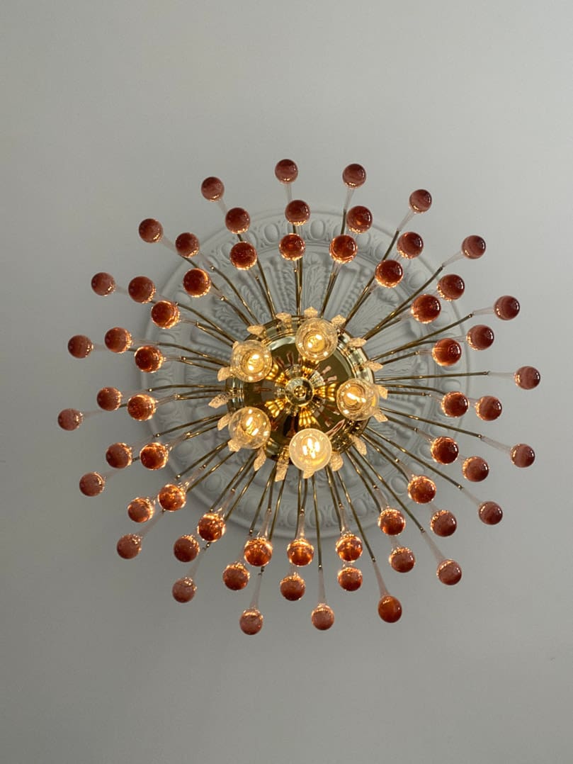 Vintage – Murano Teardrops Chandelier – 70s – Pink prisms-Chandelier-casivra-casivra
