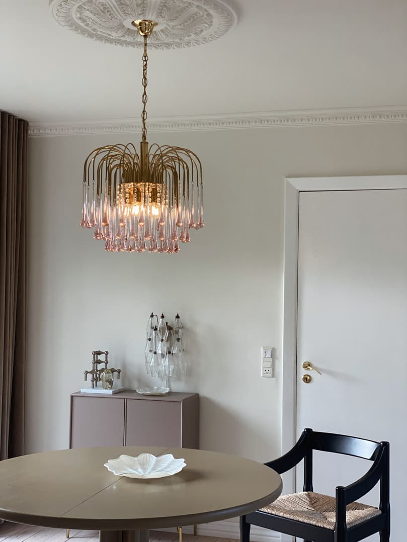 Vintage – Murano Teardrops Chandelier – 70s – Pink prisms-Chandelier-casivra-casivra