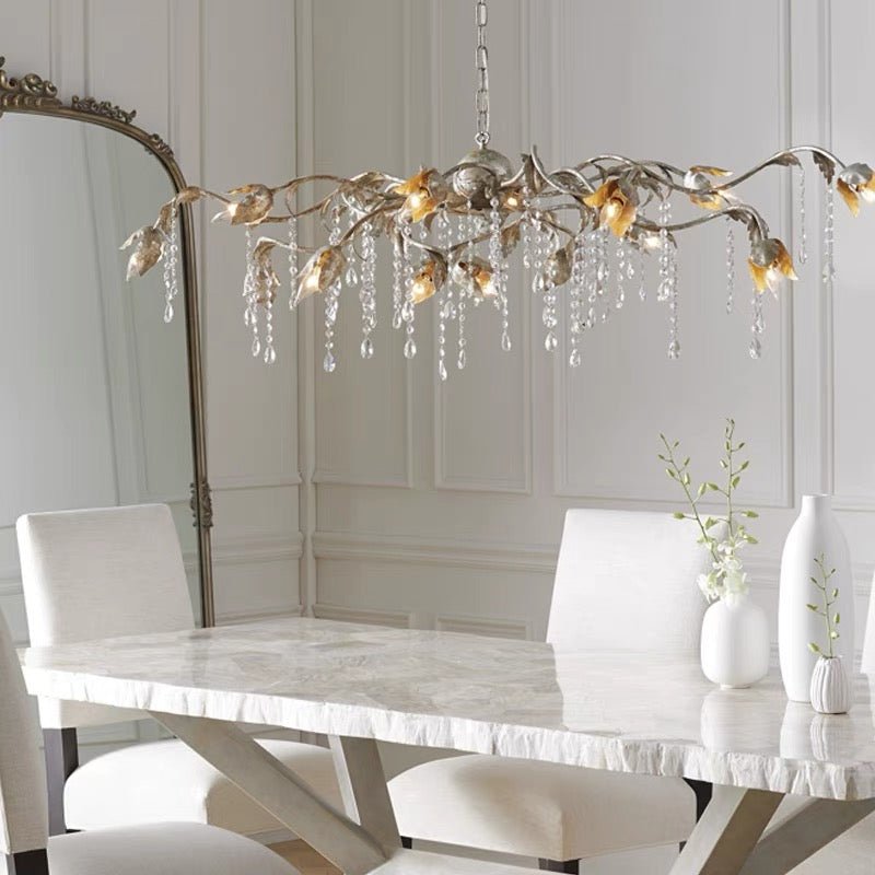 Vitalba Rectangular Chandelier 52" 61" 71" in clear - modern dining room lighting