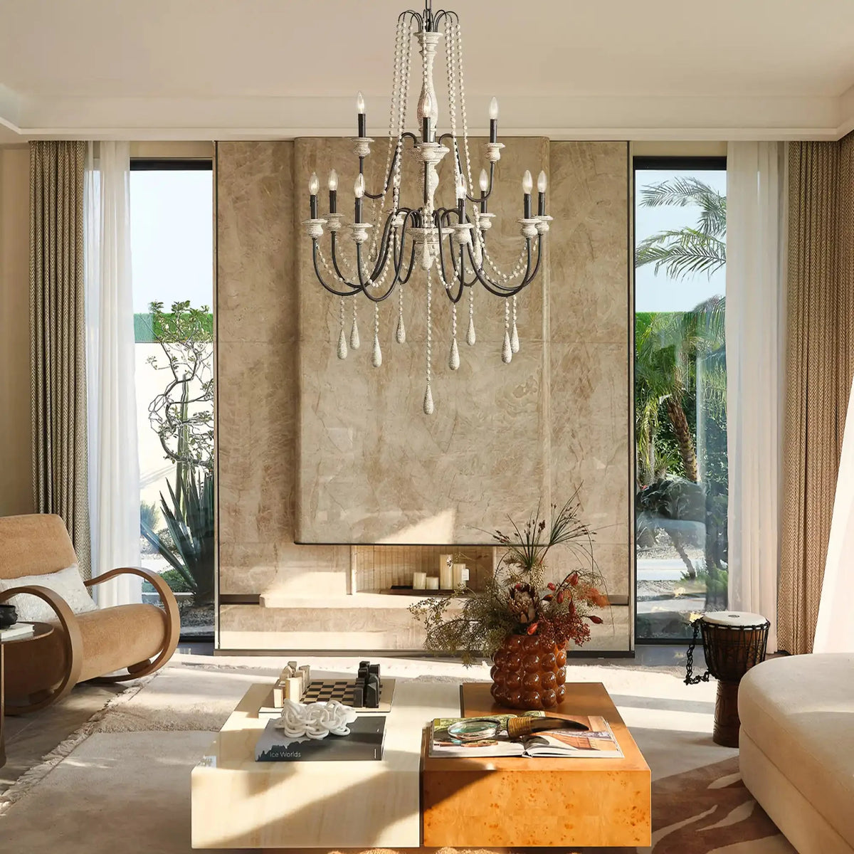 Violette Chandelier in bronze - modern dining room lighting