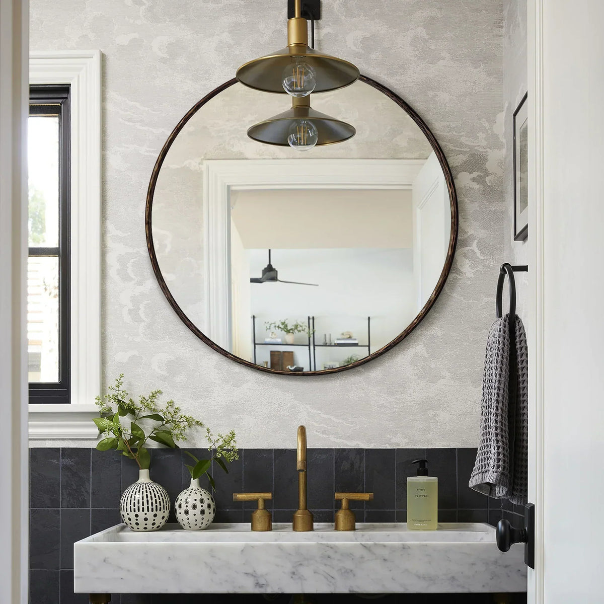 Hand-Forged Metal Round Mirror