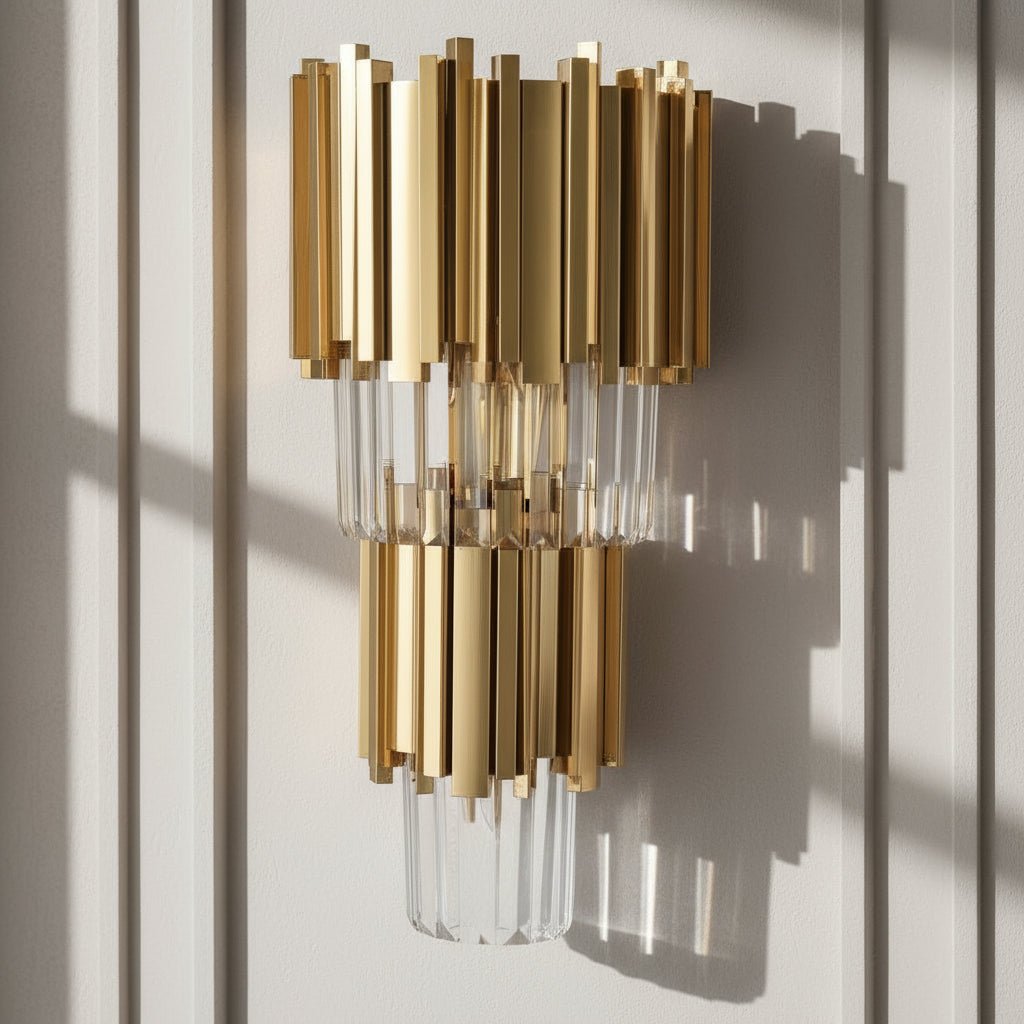 buyGio 23" Gold Crystal Wall Sconce - Morsale