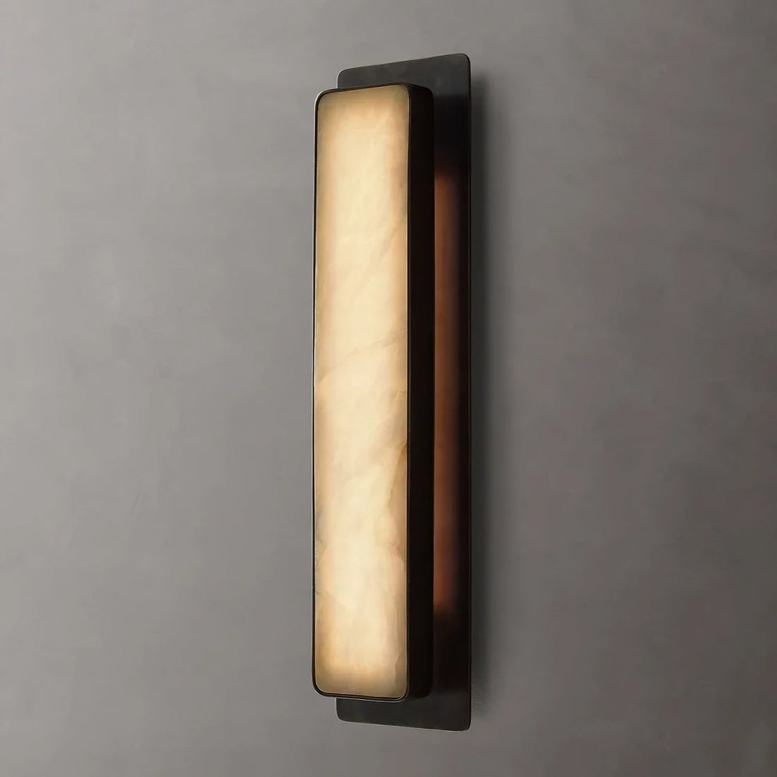 Capri marble wall sconce on a steel frame full view